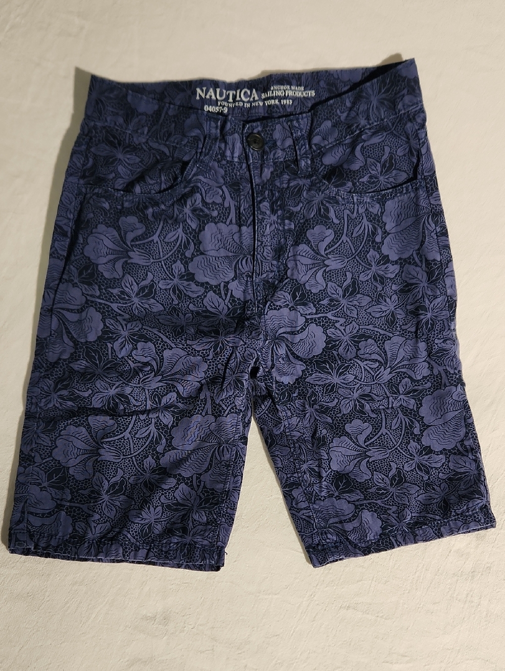 Nautica Youth 10 blue on blue floral print shirts